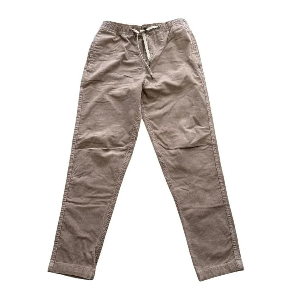 Vuori Men's Corduroy‎ Drawstring Pants Small Taupe Elastic Waist